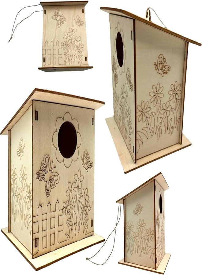 Cliths Wooden Birdhouse Crafting Kit: 8 DIY Unfinished Bird Houses with Paints and Brush for Kids and Adults (4.13 x 3.92 Inch) - Image 3
